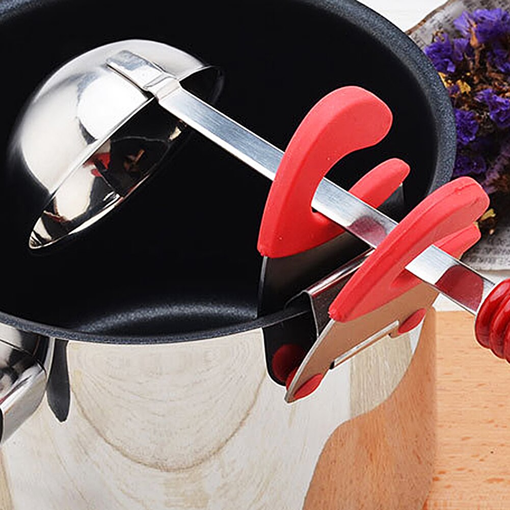 Nuttig Lepel Pot Clips Rest Scoop Pollepel Houder Handige Spatel Pot Clip Tang Houder Voor Pan Lepel Keuken Koken Opslag tool