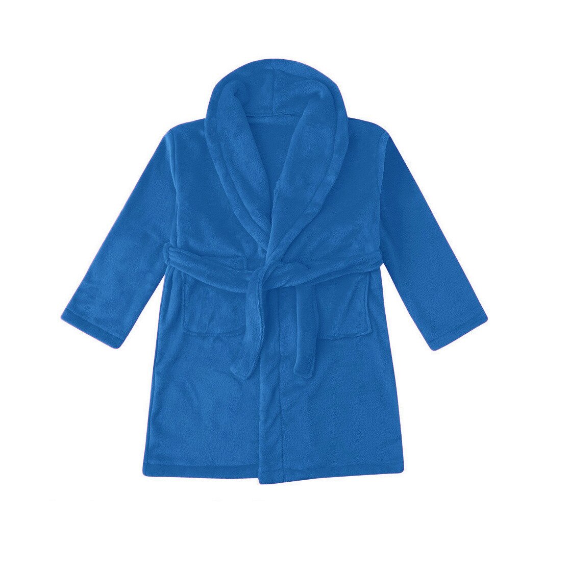 Pijama de niño, ropa de dormir para niño y niña, Otoño Invierno mantener el calor, batas de baño de Color sólido, toalla de franela, bata de noche con bolsillo: BU / 3-5 Years