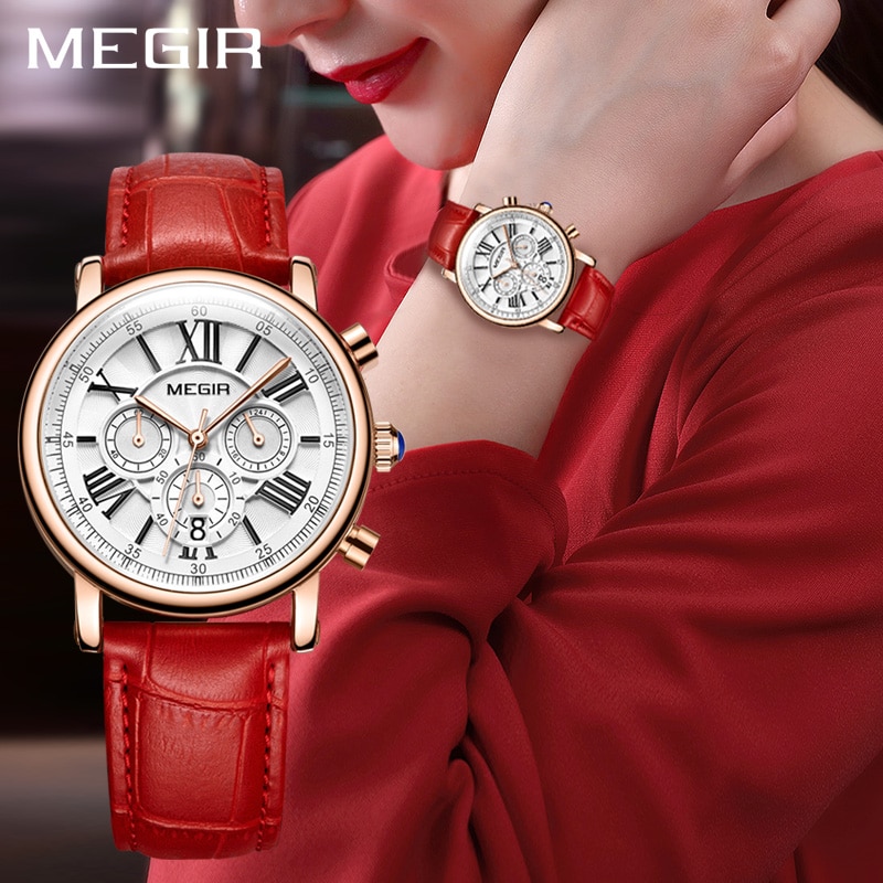 Reloj MEGIR de las mujeres de la relojes de pulsera superior de la de lujo de las señoras reloj de cuarzo reloj para los amantes Relogio femenino deporte Relojes
