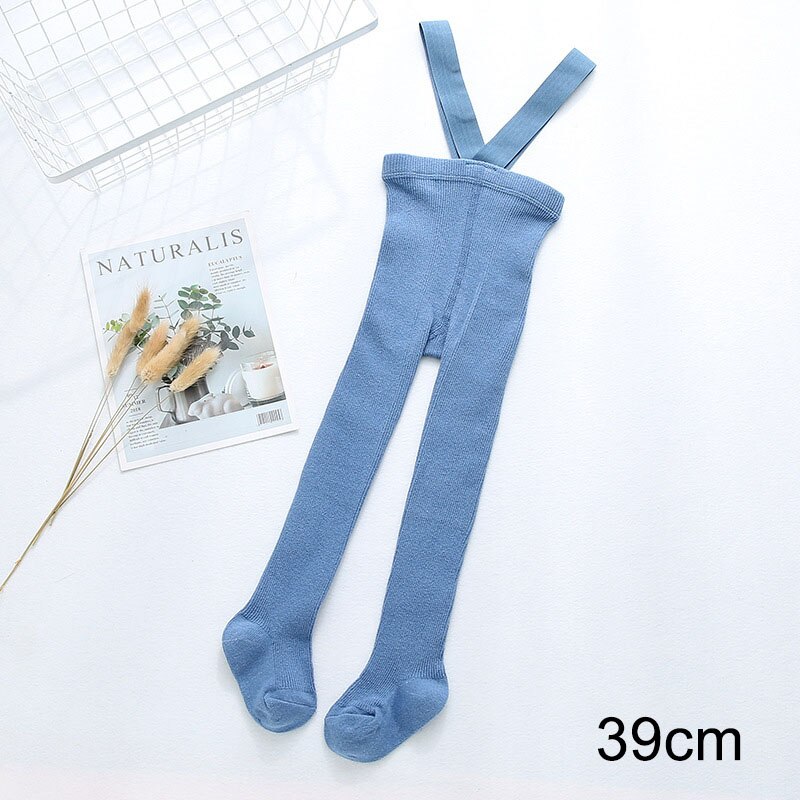 1 pz 39CM vita alta cotone pettinato colore puro cintura incrociata Leggings bambino collant pantaloni neonati traspiranti per bambina: Blu