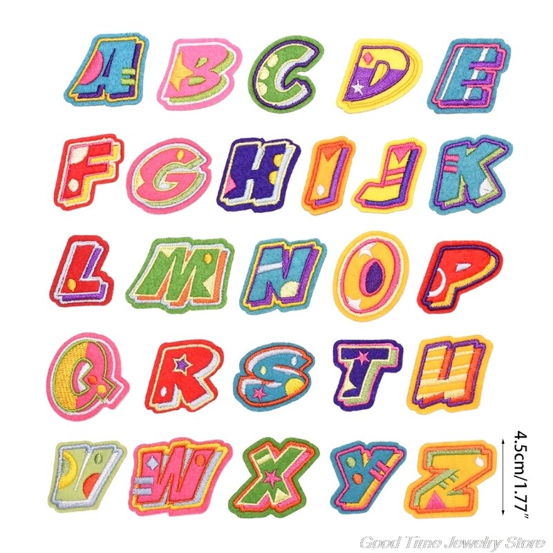 26 Pcs Iron On Letters Patches Applique Naaien Patches Kerst Brief A-Z Patch Alfabet Geborduurde Patches Diy A07 21