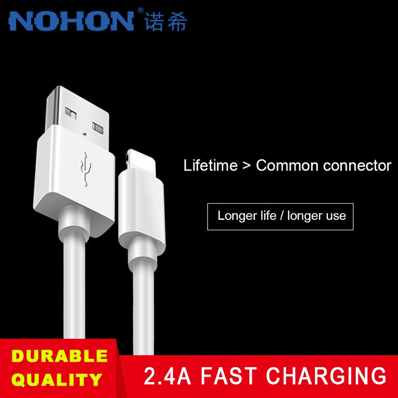 Nohon cabo de carregamento usb com 8 pinos, iluminação para iphone x, xs, max, xr, sincronização de dados, carregamento rápido, cabo longo 1m 3m para iphone 8 7 6s 5 plus