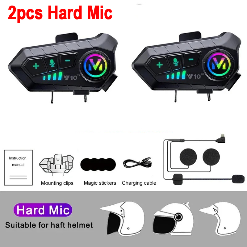 Motorrad Helm Intercom Bluetooth Headset Wasserdichte Drahtlose Freisprecheinrichtung Interphone Helm Lautsprecher Kopfhörer Kopfhörer: WHITE