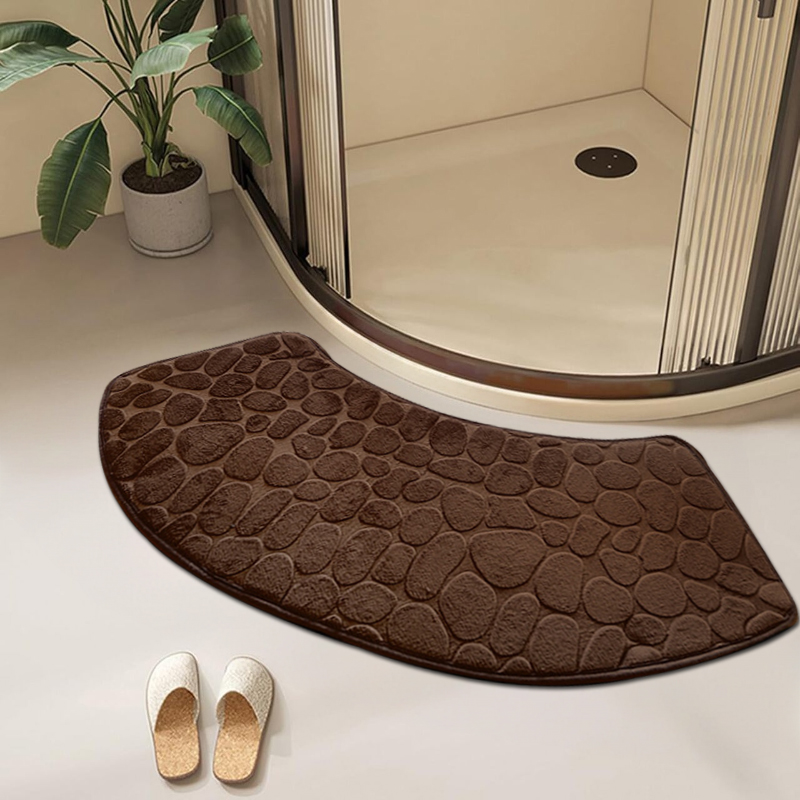 3D Non Slip Bathroom Velvet Mat Cobblestone Embossed Bath Mat Absorbent Doormat Carpet Door Floor Mat Machine Wash Dry Quickly