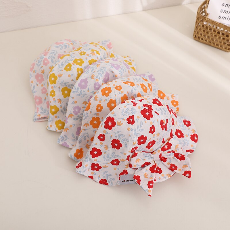 Sombrero de bebé con lazo grande para niña, gorro Floral para bebé, sombrero de Sol para playa, accesorios para niño, sombrero de cubo para niño, artículos infantiles de 1 a 3 años