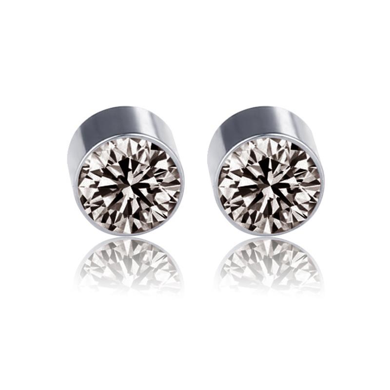 1 par kvinder mænd stærk magnetisk jern øreløse ingen piercing ørestikker rhinestone rustfrit stål magnet øreringe: Grå