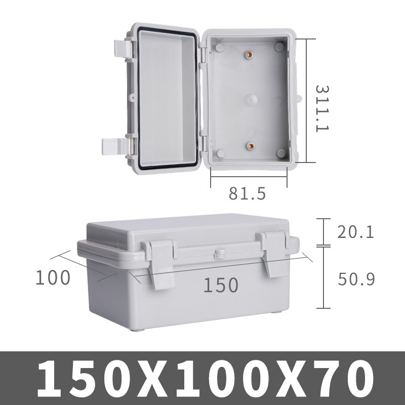 Waterproof Buckle Power Project box ABS plastic electric control box wire connection cable junction box Instrument Enclosure: 150x100x70mm  Grey