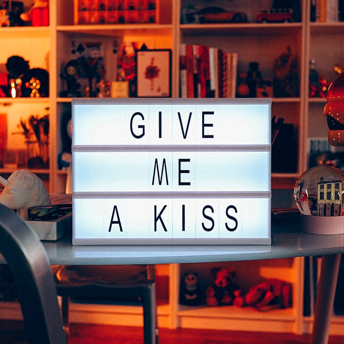 LED Light Box Letters DIY Lightbox Black Letters Cards Combination Night Light A4/A6 White Pink Black USB Powered Cinema Lamp