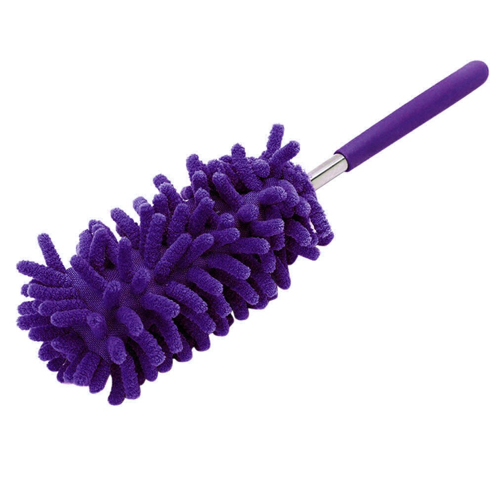 Telescopic Handle Dust Removal Ultra-fine Fiber Duster Anti Dusting Brush Air-condition Car Furniture Cleaning Tool #T1P: Purple 