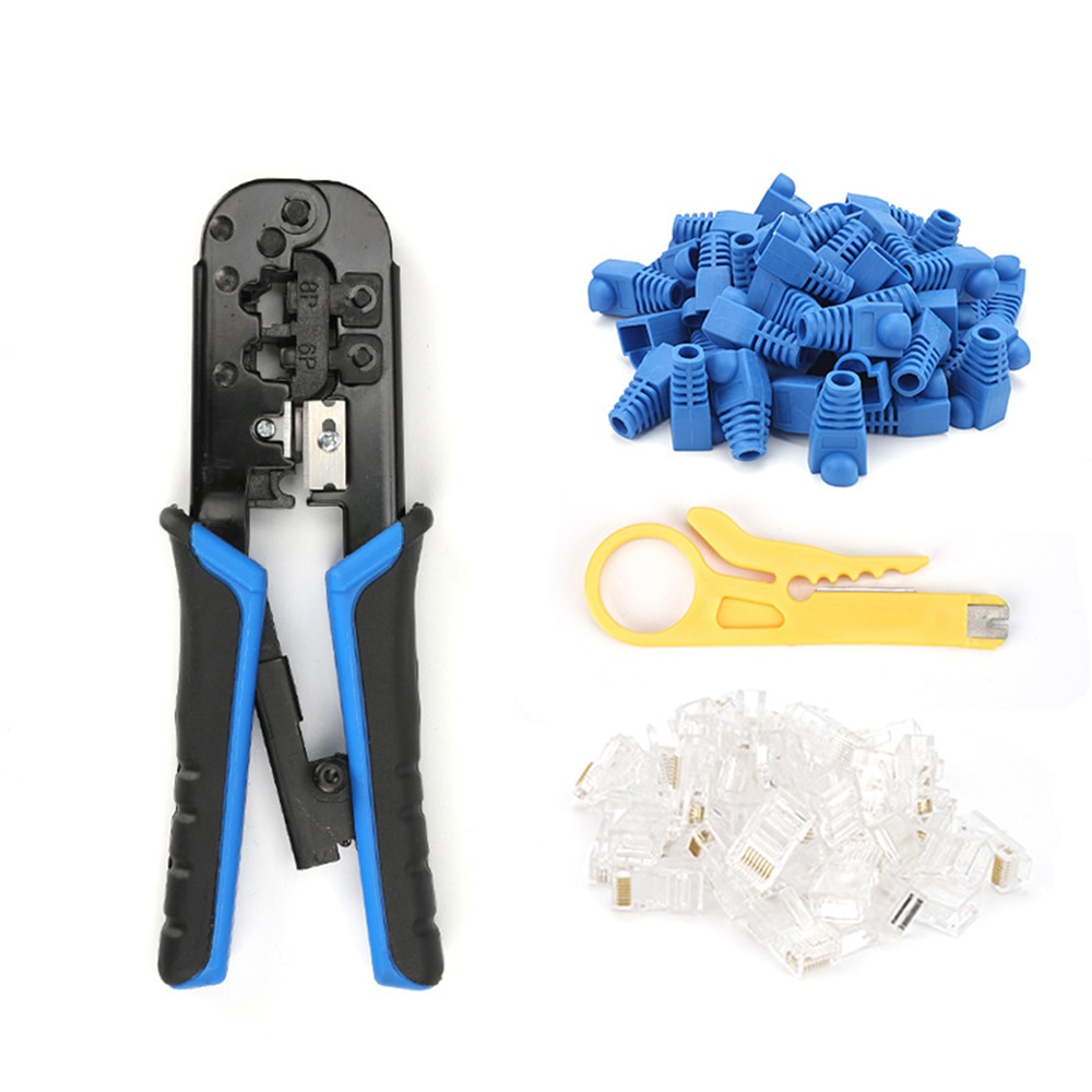 Herramienta crimpadora RJ45, alicates de red Ethernet para 6P/RJ11/RJ-12 y 8P/RJ45, pelacables de crimpado, Clip de prensado multifunción