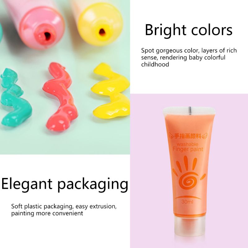 30ml Finger Paint 6 Colors Set Washable Kids Finger Paint Supplies for Kids
