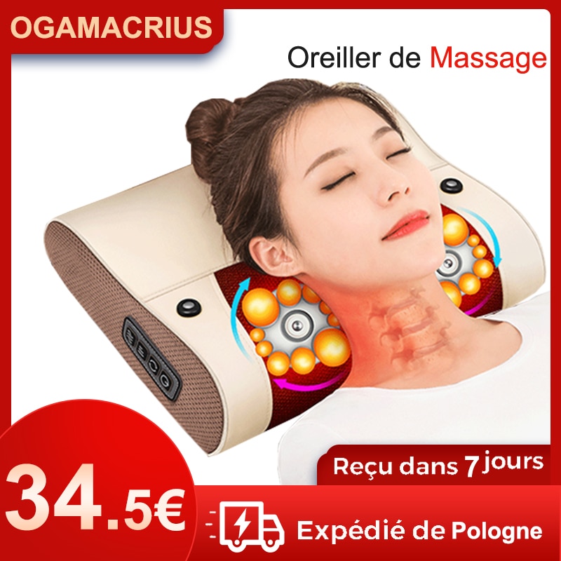 Ogamacrius 2 In 1 Massage Kussen Warmte Shiatsu Apparaat Elektrische Cervicale Gezonde Body Ontspanning Massage Voor Nek Massager