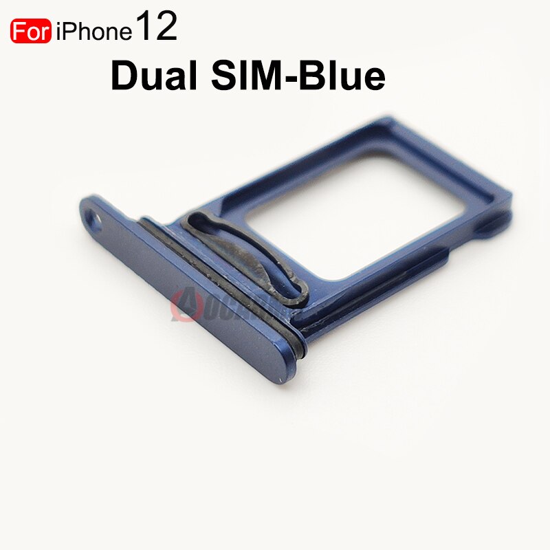 Duplo &amp; único cartão sim para iphone 12 titular bandeja de cartão sim slot titular adaptador soquete peças reposição: Dual----Blue