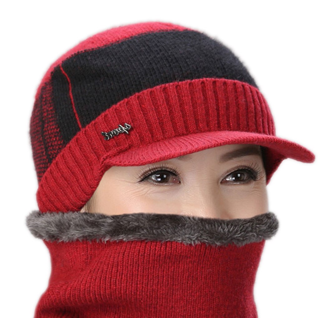 Set van 2 wollen sjaals voor heren, wintermutsen voor heren, muts voor heren, wintermuts voor heren, bivakmuts voor dames, muts voor heren, gebreide muts voor heren.