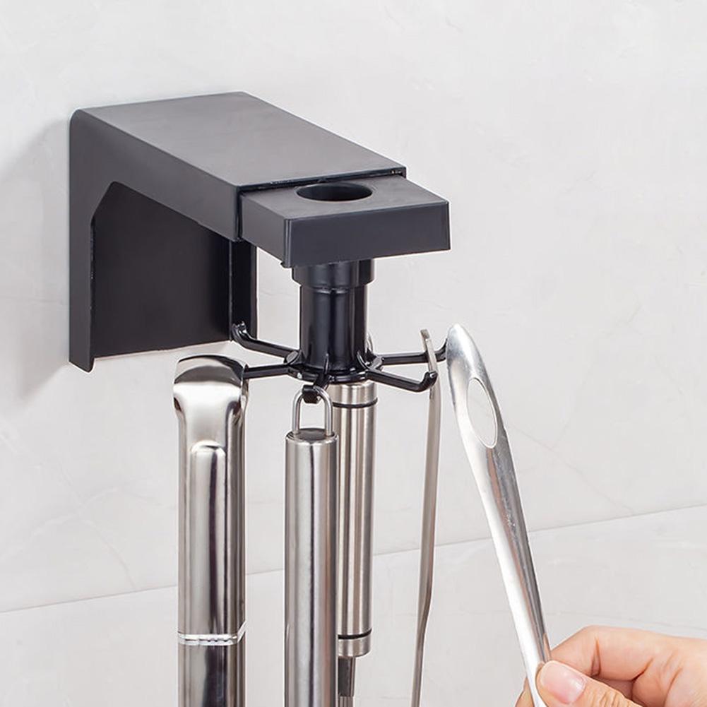 360 Degrees Rotated Kitchen Hooks Self Adhesive 6 Hooks Door Hook Hanger Hanging Rack Bathroom