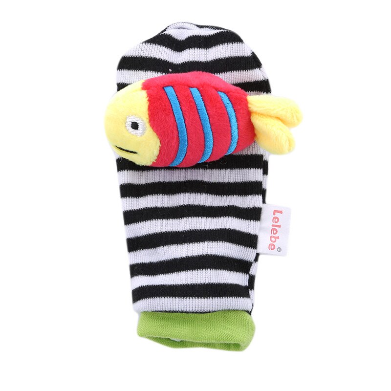 1 Pc Lovely Baby Kids Rammelaars Speelgoed Cartoon Dier Sokken Polsband Met Rammelaar Baby Voet Sokken Bug Pols Bandjes: Red fish