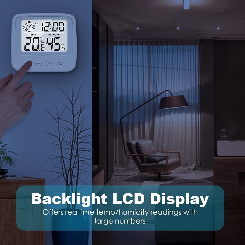 LCD Electronic Digital Temperature Humidity Meter Indoor Outdoor Thermometer Hygrometer Weather Station Clock