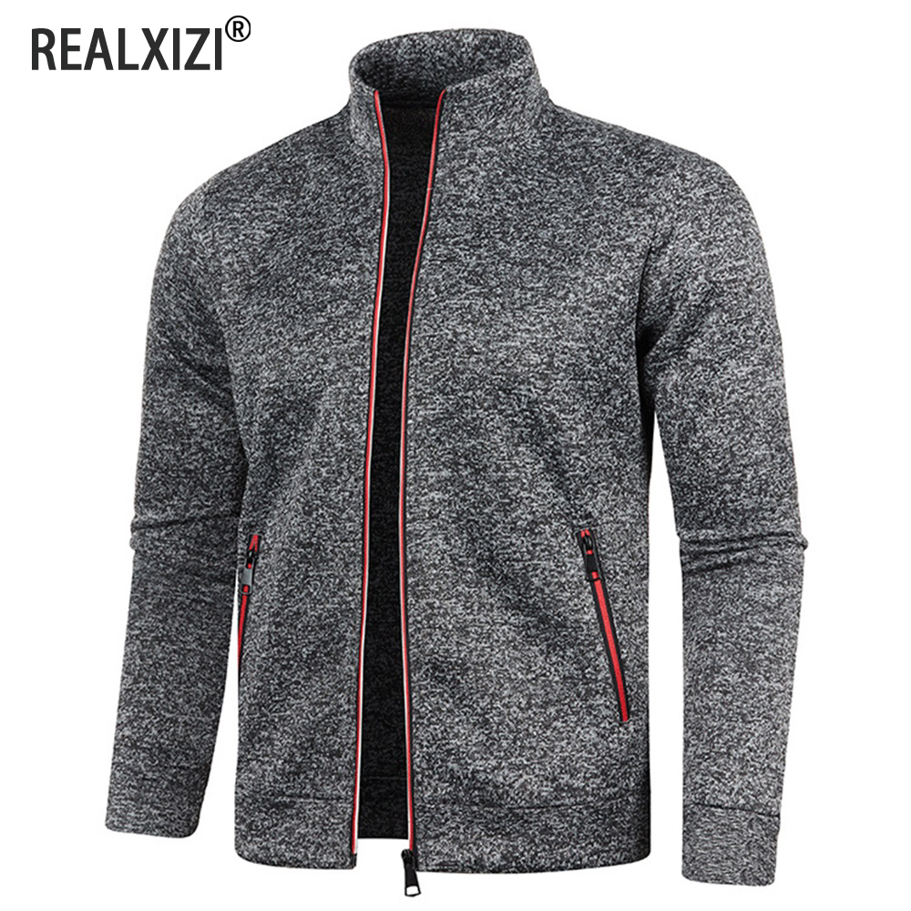 Chaquetas con cremallera para hombre, sudaderas de manga larga con copos de nieve de Color sólido, chaqueta de cuello alto, ropa de calle