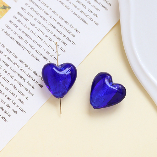 5 stk. 20*20mm retro farvede glasperler med lige hul, hjerteformede perler, gør-det-selv-smykker, halskæde, armbånd, øreringe, tilbehør: Rød