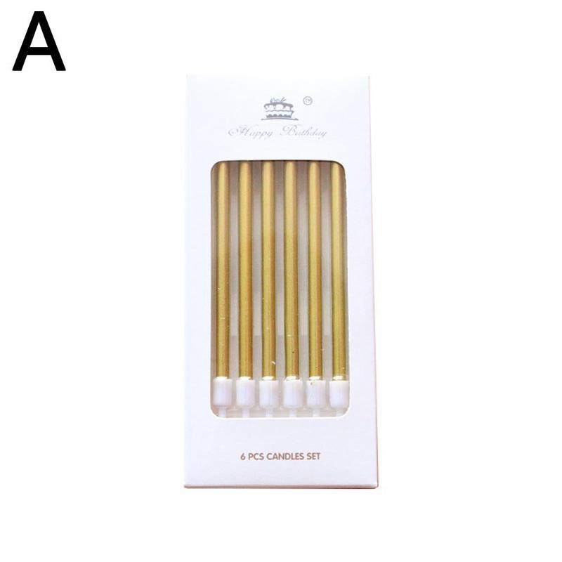 6Pcs Metal Chrome Goud Zilver Verjaardag Kaarsen Diy Kleurrijke Taart Decoraswedding Baby Shower Benodigdheden Metallic Kleur Cake Topper: gold