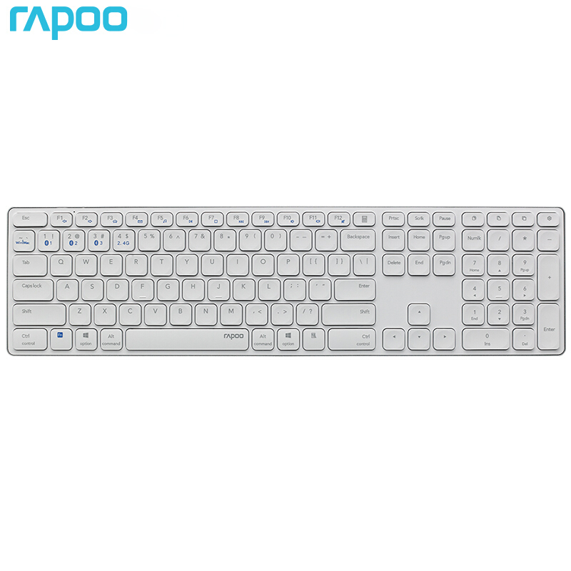 RAPOO-teclado inalámbrico E9550G, Original, USB, 2,4G,Bluetooth 5,0, 3,0, Mini ultrafino, para oficina, 110 teclas, para MAC OS, windows: WHITE