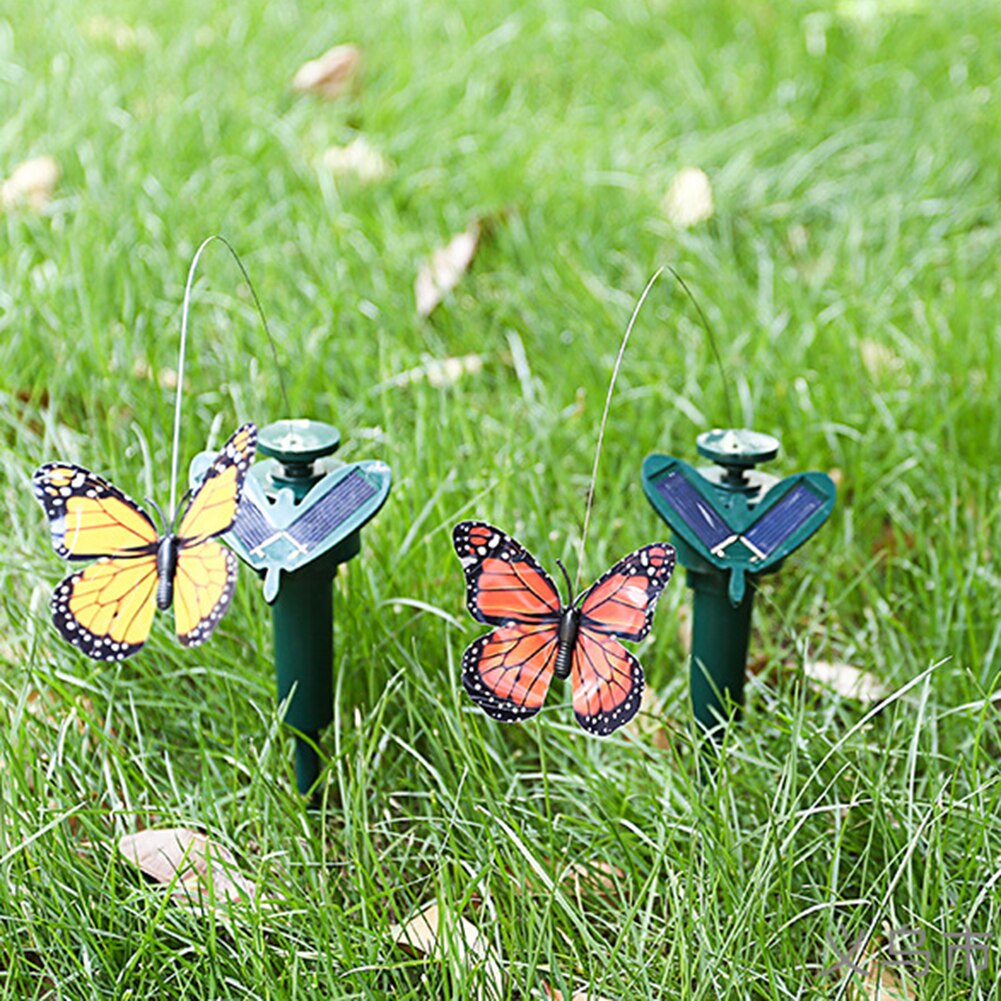 Solar Powered Artificial Flying Butterfly Hummingbird Lawn Stake Yard Art Ornament Outdoor Garden Simulation Decoration