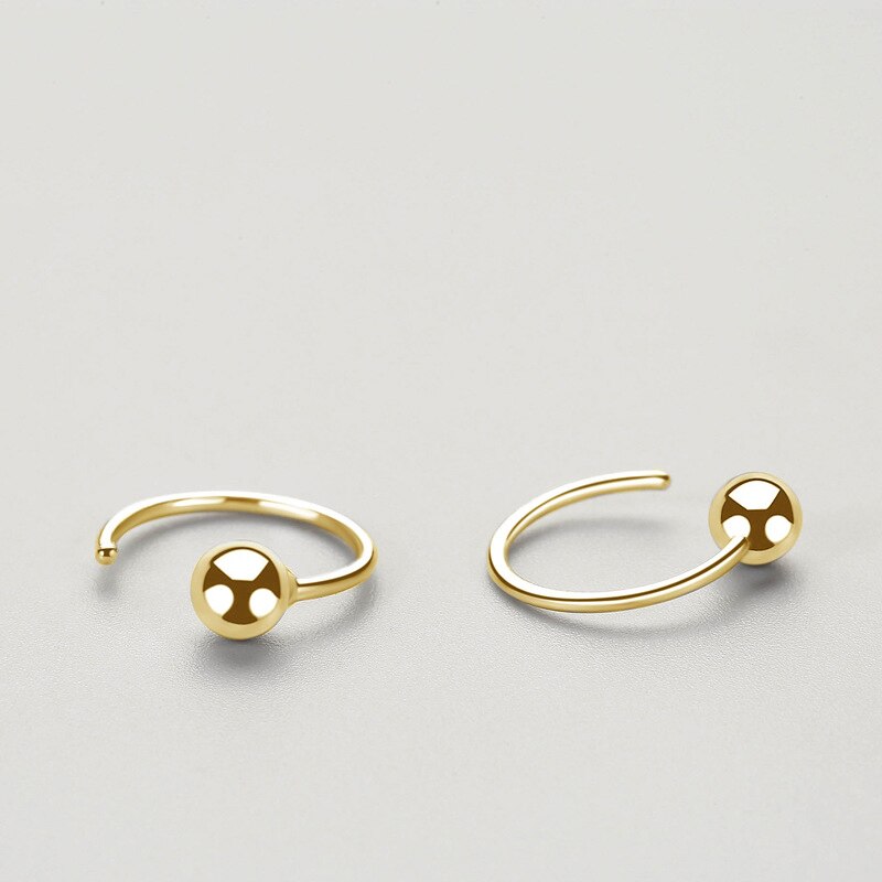 INZATT Plata de Ley 925 auténtica pendientes de aro de cuentas minimalistas para mujeres a la , , accesorios de joyería delicada,: gold