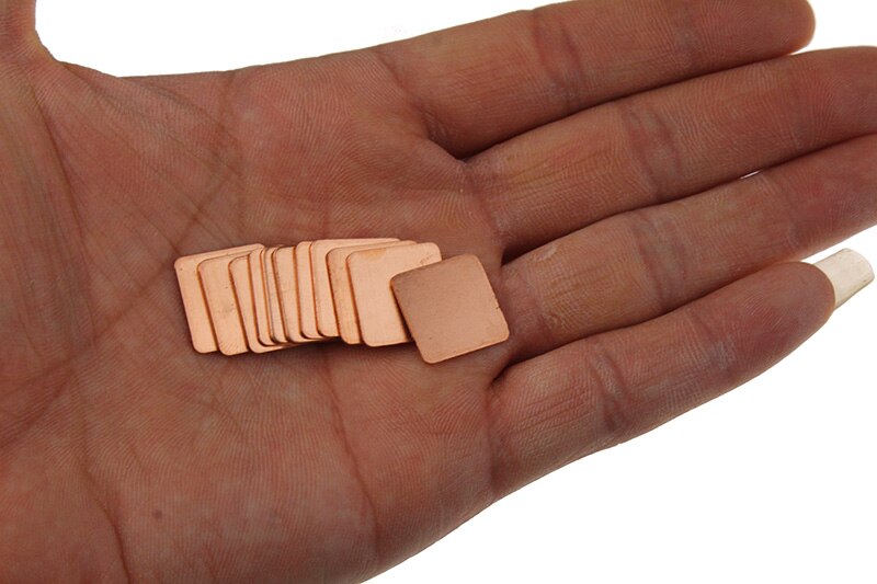 10 st / parti 15 x 15 x 0.1mm 0.3mm 0.5mm 1.5mm st dator grafikkort kylning koppar cpu vga bga kylare kylfläns kylare