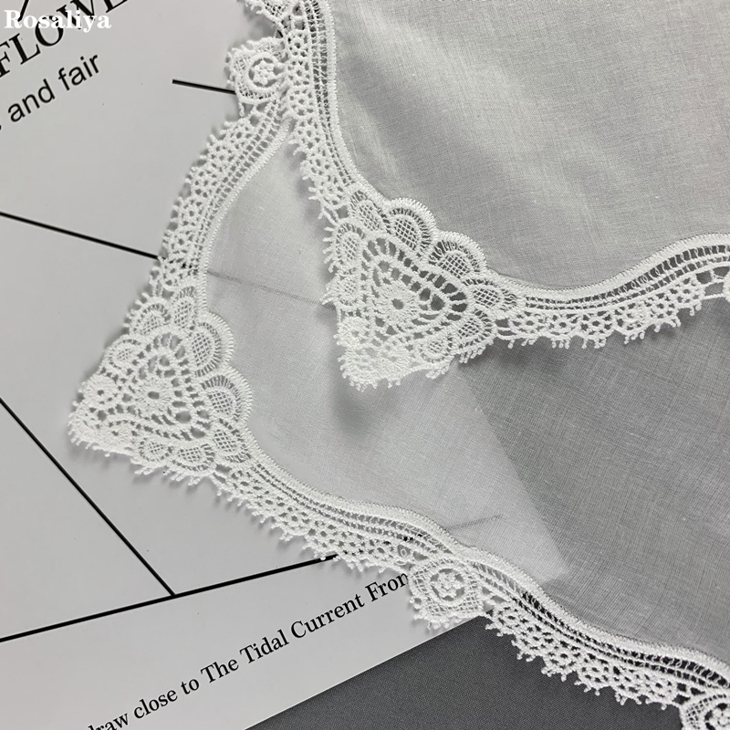 Dames mouchoir blanc doux 100% coton mouchoir de mariage brodé dentelle au crochet pour les Hankies de mariée