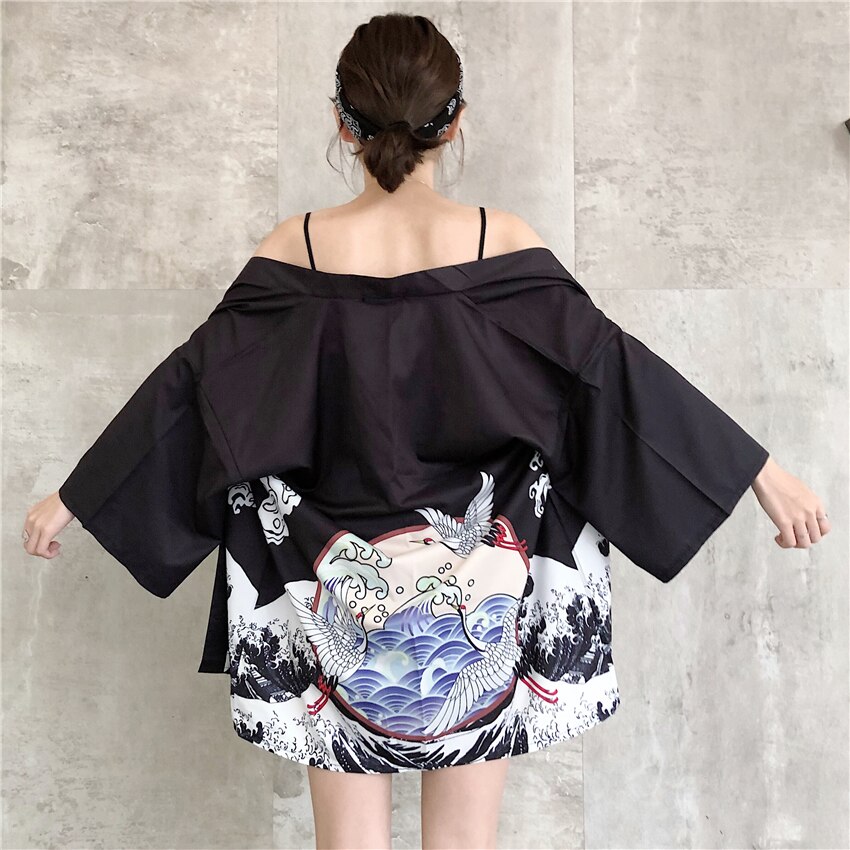 Japanese Style Asian Kimono Haori Traditional Print Summer Thin Coat Japan Sequence Kimonos for Women