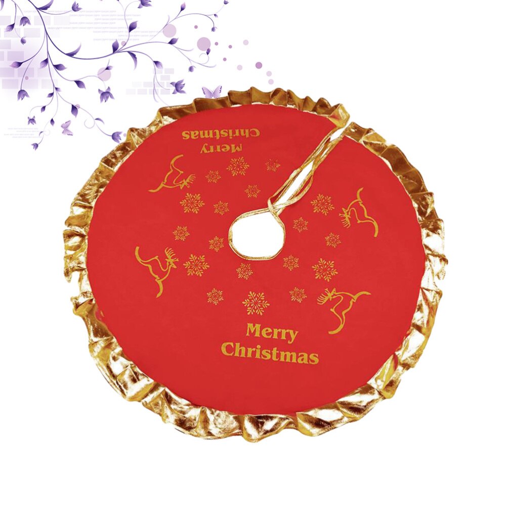 90CM Christmas Tree Skirt Felt Print Bear Xmas Tree Base Decoration Apron Wrap