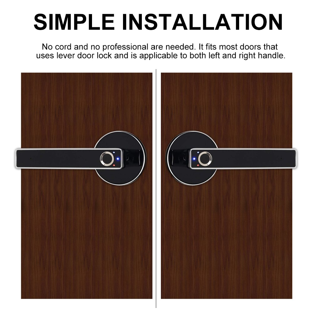 WAFU Smart Handle Lock Fingerprint Biometric Keyless Electronic Door Lock Security Lock