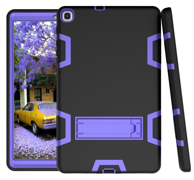 Silicone Case for Samsung Galaxy Tab A 10.1 SM-T510 SM-T515 Tablet Funda Shockproof Cover for Kids+Screen Film+Pen: black purple