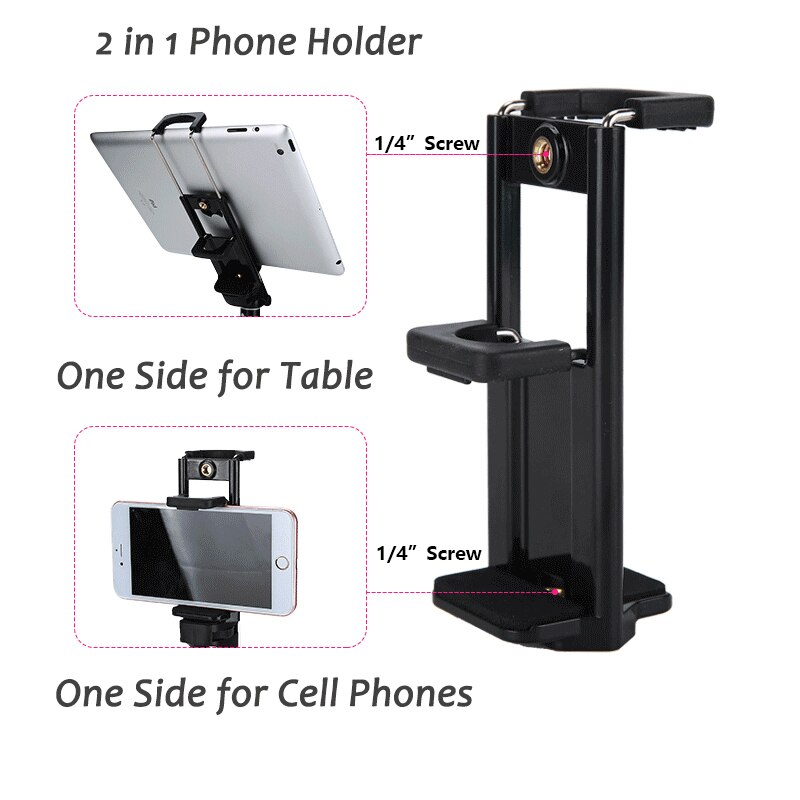 Nagnahz Tripod Mount Phone Holder Multi 2-in-1 Cell Phone Holder for iPhone iPad HUAWEI Xiaomi Smart Tablets