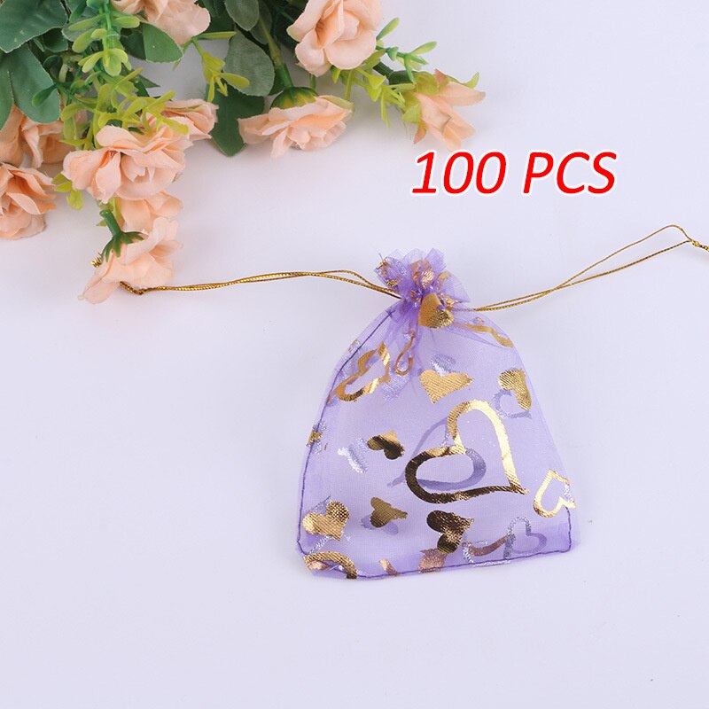 100 sztuk/partia 10*13CM organzy prezent torba na biżuterię wielobarwność sznurek woreczki na wesele boże narodzenie cukierki biżuteria pakowania: purpurowy