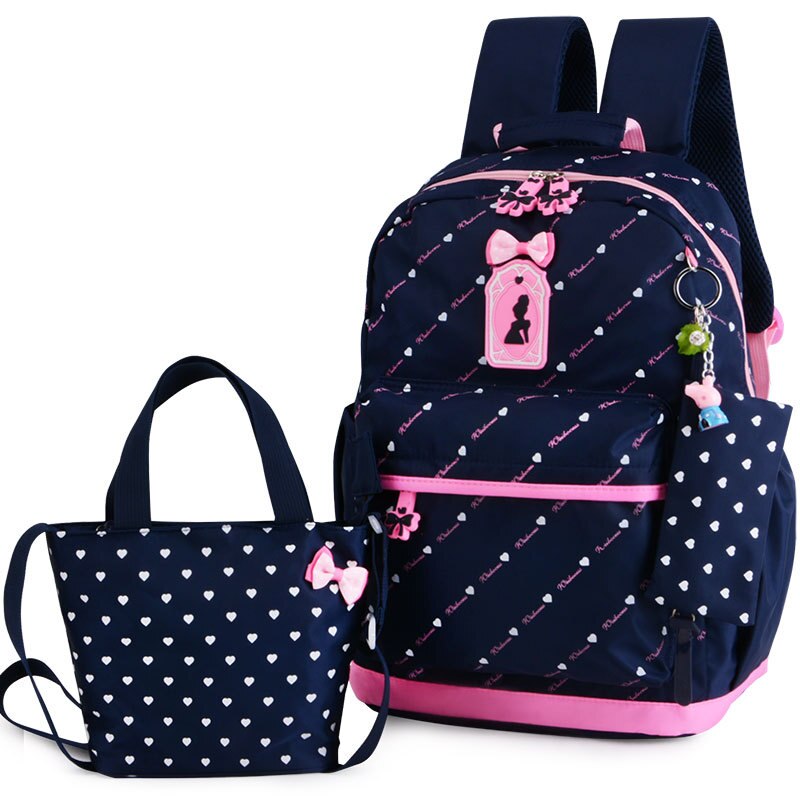 Children School Bags Teenagers Girls Printing Rucksack school Backpacks 3pcs/Set kids travel backpack Cute shoulder bag Mochila: blue