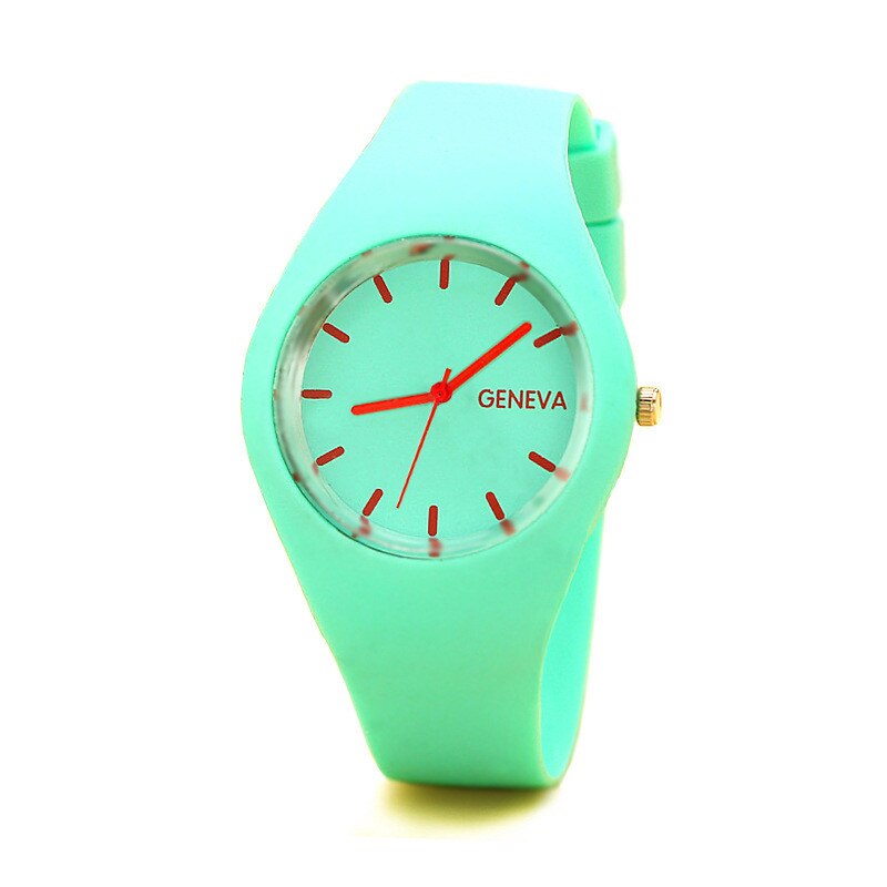 Relógio de pulso de quartzo de silicone do falso das senhoras da marca famosa da cor dos doces relógio de pulso feminino do vintage relógio de pulso relojes mu: peppermint green