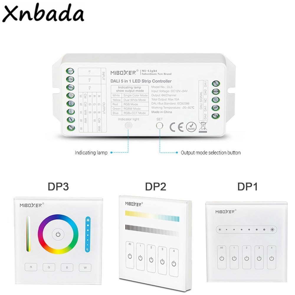 Mlight DALI 5 IN 1 LED Strip Controller DP1 Brightness Dimming Panel DP2 Color Temperature Dimming Panel DP3 RGB+CCT Dimming