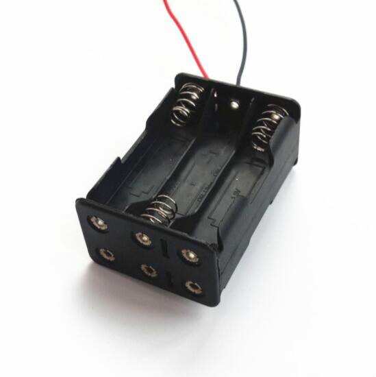 5 stück 6 x 1.5v -batteriehalter, kunststoffgehäuse, aufbewahrungs- und schutzbox, schwarz, mit kabelanschluss für 6 aaa-batterien