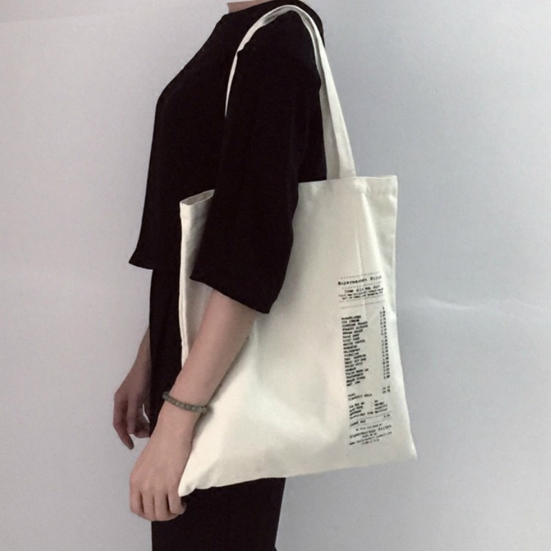 Vrouwen Canvas Draagtas Katoenen Doek Brief Afdrukken Boodschappentassen Opvouwbare Vrouwelijke Handtas Herbruikbare Eco Strand Shopper Bag Canta Bayan
