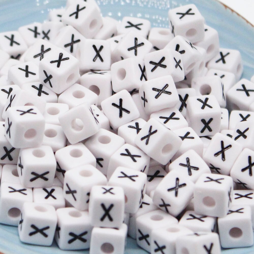 CHONGAI 550 Uds cubo acrílico cuentas con letras un solo alfabeto A-Z pulsera cuadrada blanca fabricación de joyas cuentas 10*10mm