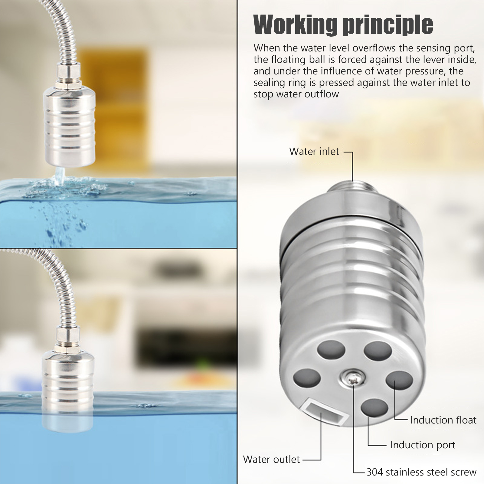 1/2 PCS Floating Ball Valve Automatic Water Level Control Valve 1/2 Stainless Steel Water Tank Valve Safe Water Tower Shutoff