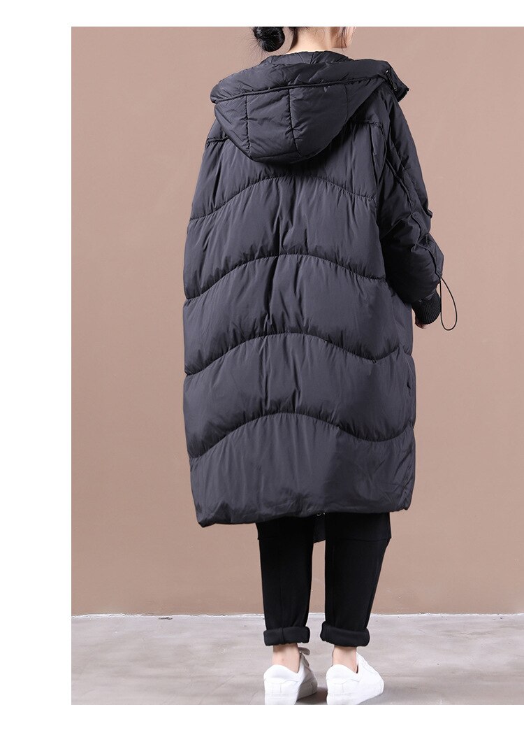 Versión coreana de chaqueta gruesa de pan chaqueta de plumas chaqueta gruesa de longitud media tejida mangas roscadas suelta de gran tamaño