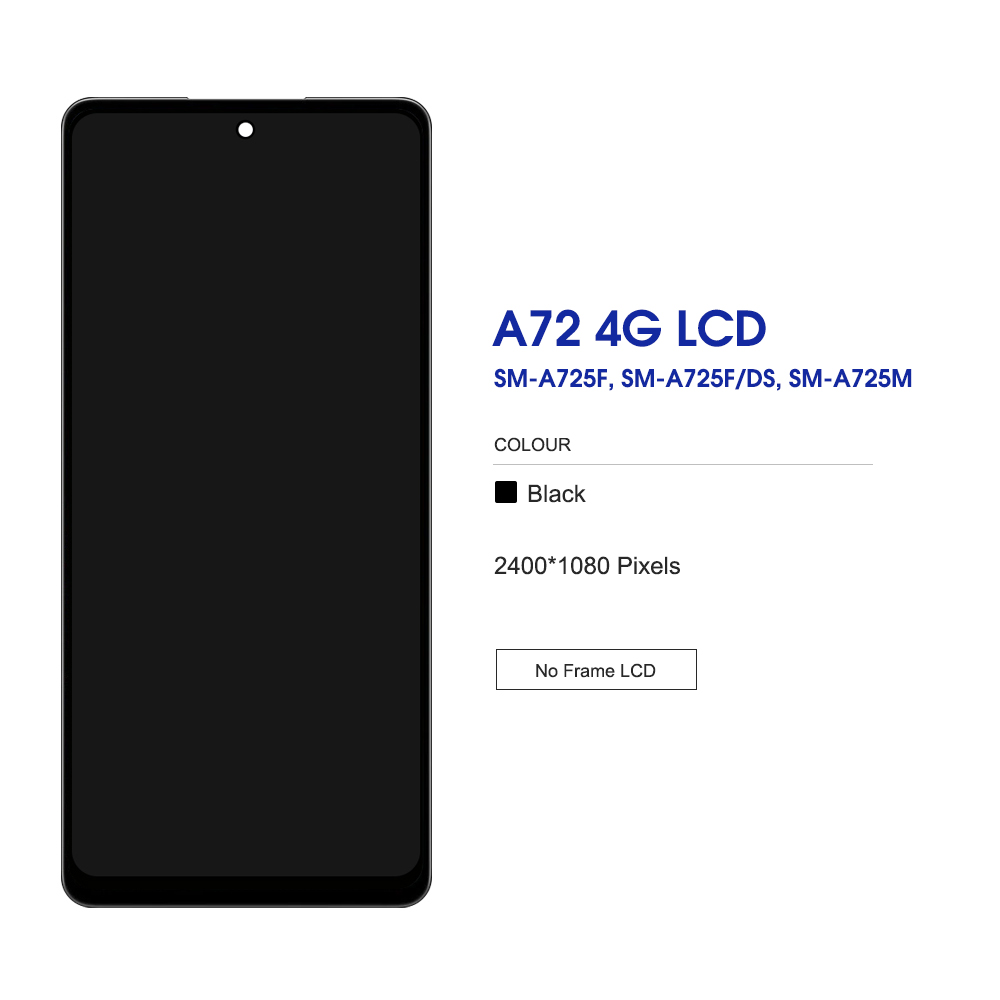 6.7 " aaa+ til samsung galaxy  a72 lcd-skærm med berøringsskærm, digitaliseringsenhed, udskiftning af sm -a725f,  , sm -a725f/ ds lcd