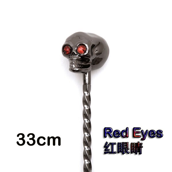 Schedel Barspoon Cocktail Lepel Roestvrij Staal Mengen Cocktail Lepel, Spiraal Patroon Bar Tool: 33cm RedEyes Black