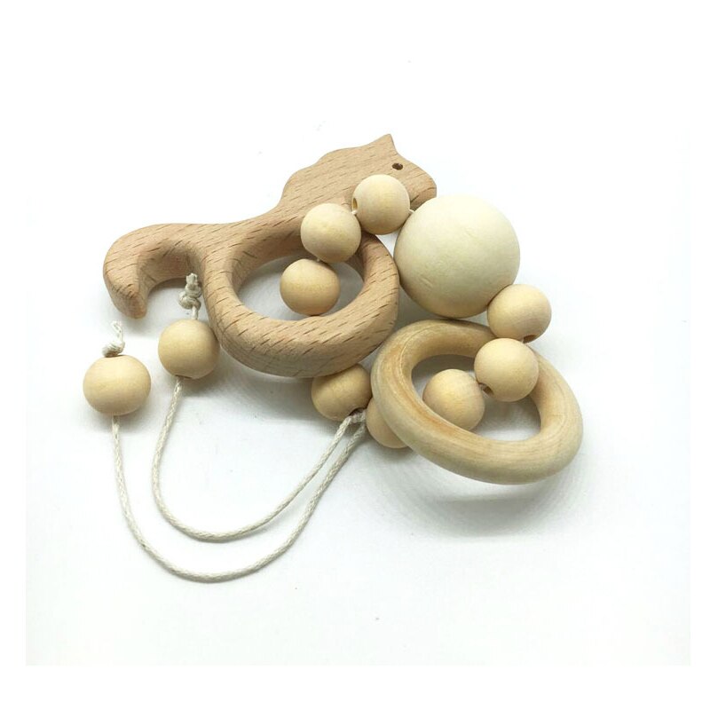 Baby ammande armband trä bygel silikon pärlor barn tand trä skaller leksaker baby teether armband ammande leksaker