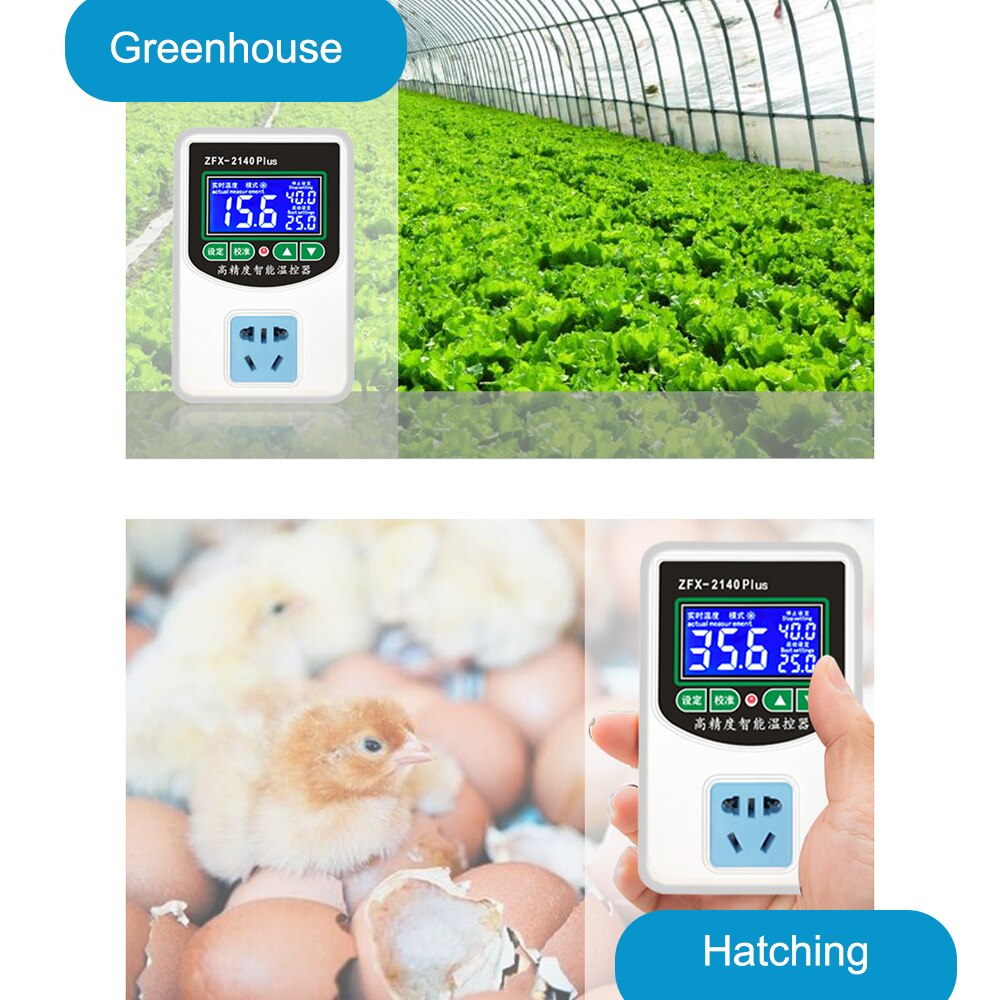 ZFX-W2140A Digital Temperature Controller Intelligent High Accuracy Sensor Temp Control Thermostat for Freezer Fridge Hatching