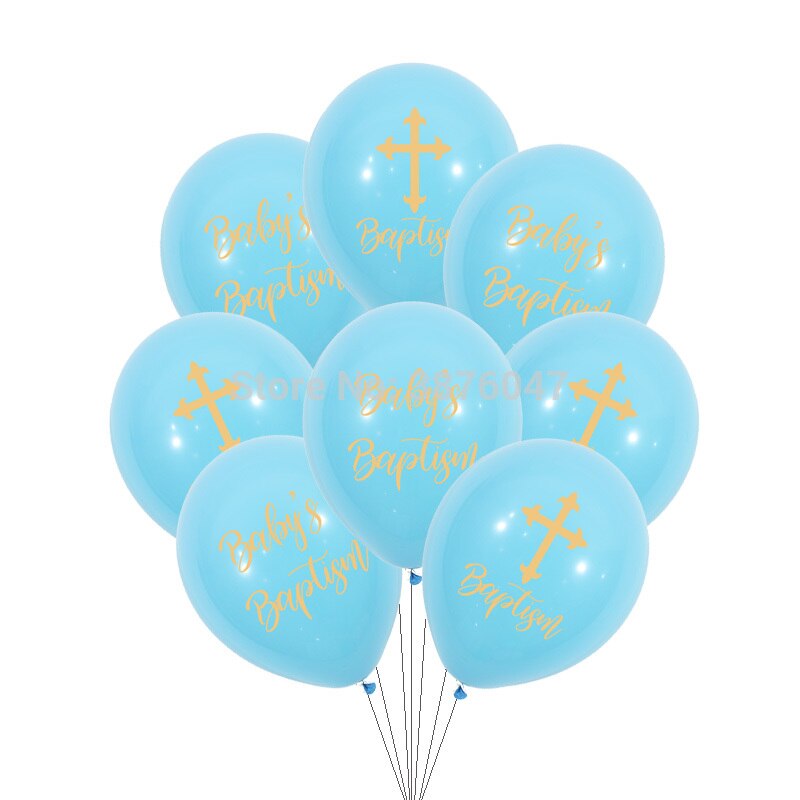12 stk/parti baby dåbs balloner glad barnedåb baby shower fest dekoration guld kryds min dåb gud velsigne trykt ballon