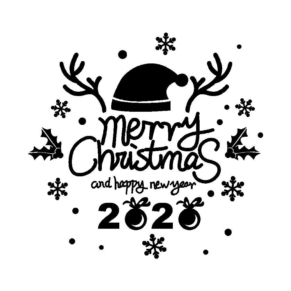 Letters Christmas Hat Wall Stickers PVC Living Room Reindeer Horn Shaped Year Glass Santa Claus Window Showcase Sticker