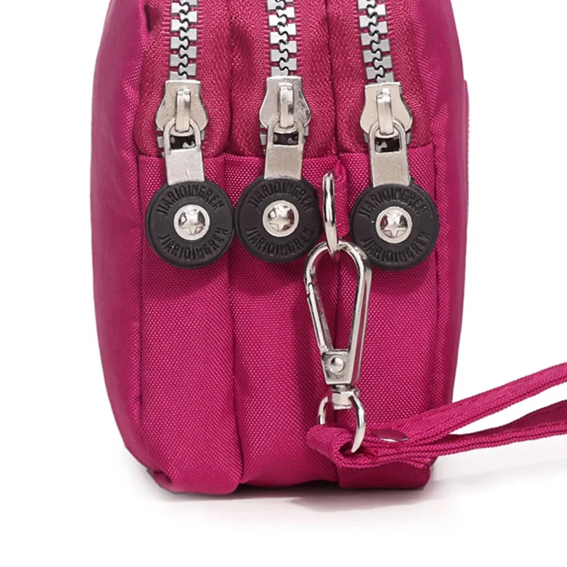 Cartera portátil con tres cremalleras para mujer, Mini bolso de gran capacidad, bolso de maquillaje, monedero, novedad